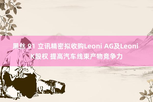 黑丝 91 立讯精密拟收购Leoni AG及Leoni K股权 提高汽车线束产物竞争力