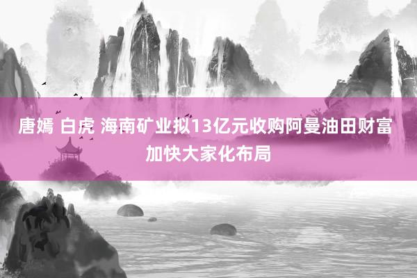 唐嫣 白虎 海南矿业拟13亿元收购阿曼油田财富 加快大家化布局