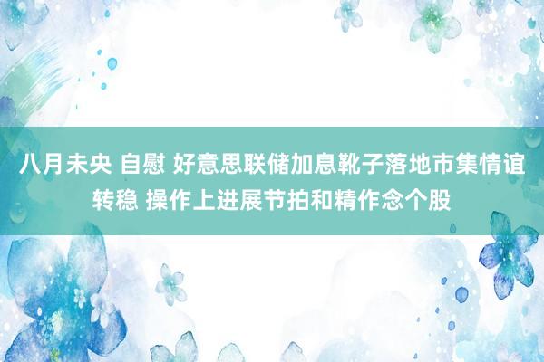 八月未央 自慰 好意思联储加息靴子落地市集情谊转稳 操作上进展节拍和精作念个股