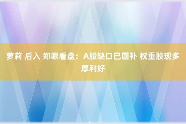 萝莉 后入 郑眼看盘：A股缺口已回补 权重股现多厚利好