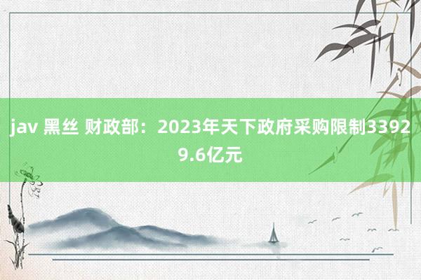 jav 黑丝 财政部：2023年天下政府采购限制33929.6亿元