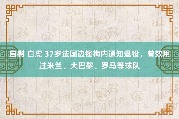 自慰 白虎 37岁法国边锋梅内通知退役，曾效用过米兰、大巴黎、罗马等球队