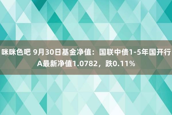 咪咪色吧 9月30日基金净值：国联中债1-5年国开行A最新净值1.0782，跌0.11%