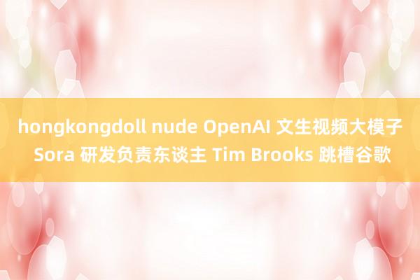 hongkongdoll nude OpenAI 文生视频大模子 Sora 研发负责东谈主 Tim Brooks 跳槽谷歌