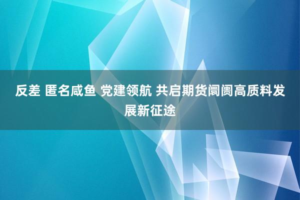 反差 匿名咸鱼 党建领航 共启期货阛阓高质料发展新征途