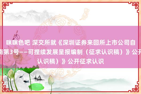 咪咪色吧 深交所就《深圳证券来回所上市公司自律监管指南第3号——可捏续发展呈报编制（征求认识稿）》公开征求认识