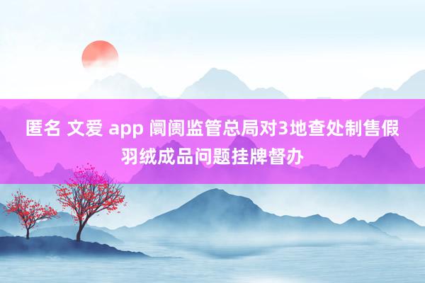 匿名 文爱 app 阛阓监管总局对3地查处制售假羽绒成品问题挂牌督办