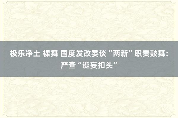 极乐净土 裸舞 国度发改委谈“两新”职责鼓舞：严查“诞妄扣头”