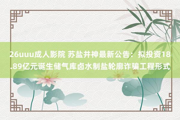 26uuu成人影院 苏盐井神最新公告：拟投资18.89亿元诞生储气库卤水制盐轮廓诈骗工程形式