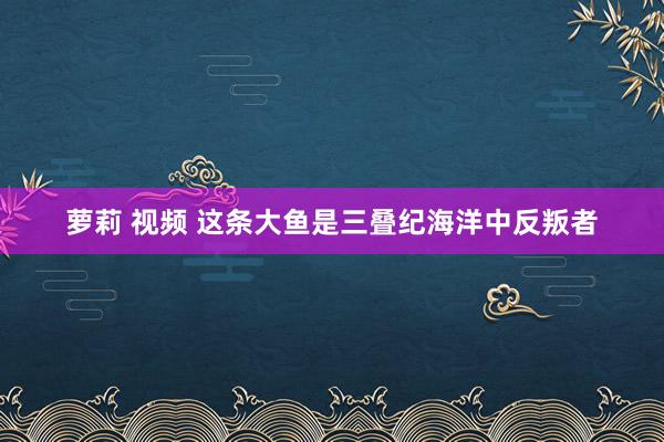 萝莉 视频 这条大鱼是三叠纪海洋中反叛者