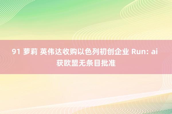 91 萝莉 英伟达收购以色列初创企业 Run: ai 获欧盟无条目批准