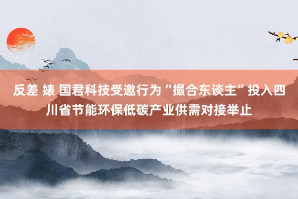 反差 婊 国君科技受邀行为“撮合东谈主”投入四川省节能环保低碳产业供需对接举止