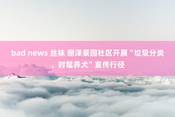 bad news 丝袜 丽泽景园社区开展“垃圾分类、时髦养犬”宣传行径