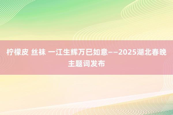 柠檬皮 丝袜 一江生辉万巳如意——2025湖北春晚主题词发布