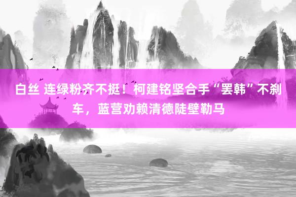 白丝 连绿粉齐不挺！柯建铭坚合手“罢韩”不刹车，蓝营劝赖清德陡壁勒马