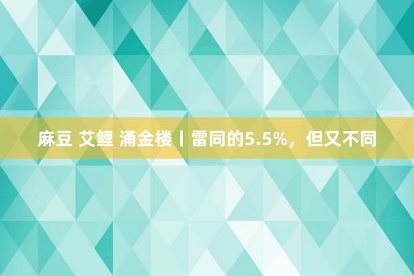 麻豆 艾鲤 涌金楼丨雷同的5.5%，但又不同