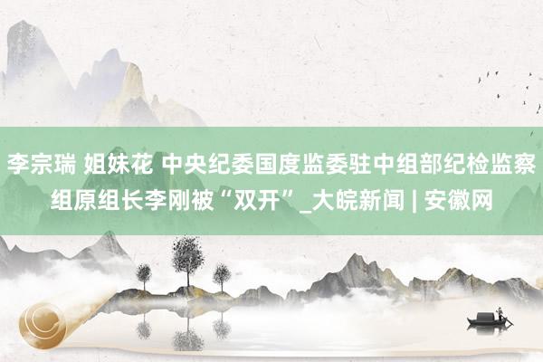 李宗瑞 姐妹花 中央纪委国度监委驻中组部纪检监察组原组长李刚被“双开”_大皖新闻 | 安徽网